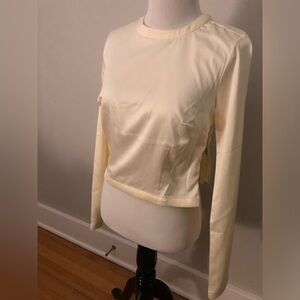 Anthropologie Cream Long Sleeve Crop Top